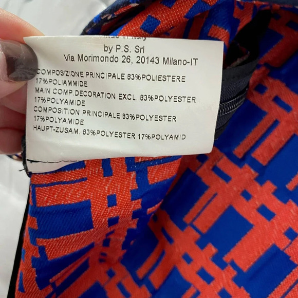 Piazza Sempione Audrey Print Crop Tapered Pants Pink & Navy Blue Size US 10 - Picture 10 of 11